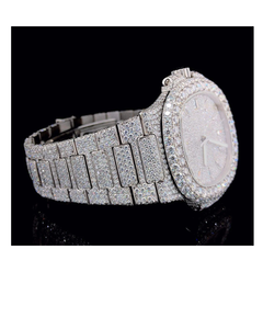 Reloj de pulsera para hombre estilo Hip Hop, completamente cubierto de diamantes de moissanita, con esfera negra y movimiento automático - Product Image 3