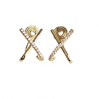 Boucles d'oreilles enfant plaqué or 18 carats, sans piercing, anti-moustiques, en forme de lune pavée de zircone cubique, en cuivre écologique, tendance