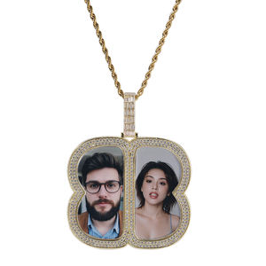 Hip-Hop fotoğraf kolye kolye pirinç rapçi takı özel 2 resimler zirkon taş yıldönümü toptan mevcut - Product Image 2