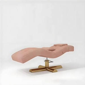 Table de soin des cils et sourcils avec appui-tête incurvé, matelas surmatelas et chaise de salon de beauté - Product Image 3