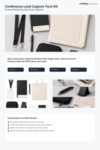 Custom Conference Giveaway Kit <b>With</b> <b>Lanyard</b> Badge <b>Holder</b> Notebook Pen <b>Phone</b> Stand Cable Pouch for Trade Show Lead Capture Buyers - Product Image 6