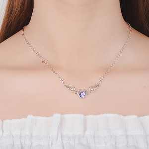 Collana con ali d'angelo placcate in platino e collana con ciondolo a forma di cuore - Product Image 5