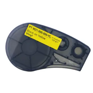 PUTY Ribbon Label Compatible For Brady M21-750-595-YL 19.05mm * 6.4m Black On Yellow Brady Label