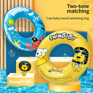 Bouée de natation ronde minimaliste personnalisée pour enfants - Jouet de piscine gonflable en PVC épaissi avec imprimé de dessin animé pour parcs aquatiques - Product Image 2