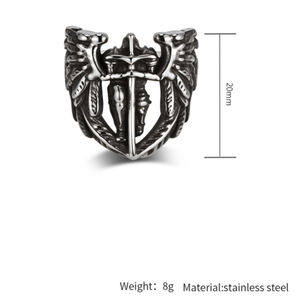 Anello in Acciaio Inossidabile con San Michele Arcangelo, Gioielleria di Moda Europea e Americana, Anello Vintage con Ali e Piume per Dito Indice - Product Image 2