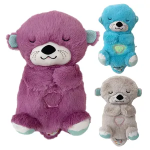 Soothing Music Sleeping Companion Sound and Light Doll bear Sleeping Companion Pillow Cute Breathing Otter With Sound