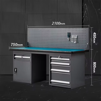 Armoire à outils d'atelier industrielle avec tiroirs, armoire de rangement pour garage et atelier, table de travail en acier