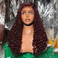 Perruques de cheveux vietnamiens bruts 15A, 100 % cheveux humains, vente en gros de perruques de cheveux humains vierges, perruque bouclée HD Lace 99J Bug Birmane