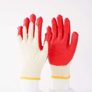 Gants de travail en coton bon marché Gants rouges pour le travail Gants de travail enduits de <span class=keywords><strong>latex</strong></span> en caoutchouc de paume Finition lisse - Product Image 4