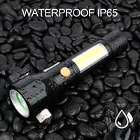 Lampe de secours pour voiture 3 en 1, marteau de sécurité, coupe-ceinture, brise-vitre, lampe torche LED COB, lumière d'avertissement SOS, outil d'évacuation automobile