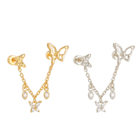 ZUOLA Boucles d'oreilles pendantes écologiques en laiton avec zircon 5A en forme de fruit, clous d'oreilles cerise en titane chirurgical, bijoux de piercing en gros