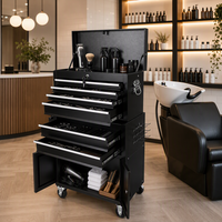 Chariot à outils roulant robuste avec tiroirs verrouillables pour atelier, garage, salon de coiffure et barbier