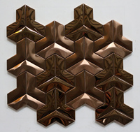 Carrelage décoratif mural pour salle de séjour, mosaïque en verre couleur or, motif feuille, carrelage