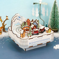 Jouet éducatif DIY Train des Neiges, Puzzle en bois découpé au laser 3D, Boîte à musique, Musique Spirited Away, Écologique, Mobile, 51-100 pièces, Pour les enfants