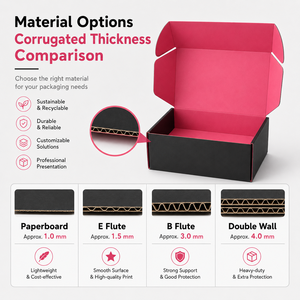 Wholesale Luxury Two Color Contrast Corrugated Shipping Mailer <b>Box</b> Custom Logo Black And Pink <b>Foldable</b> Paper <b>Box</b> Own Factory - Product Image 2