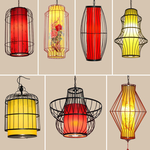 Chinese <b>Style</b> Wrought Iron Birdcage Chandelier Led Long Shape Single <b>Head</b> Black For Restaurant Hotel Corridor Lighting - Product Image 2