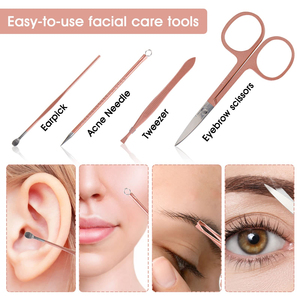 Ensemble portable de coupe-ongles et d'outils de beauté, ensemble de manucure rose gold, 12 en 1. Acier inoxydable martensitique, sac en cuir rose - Product Image 3