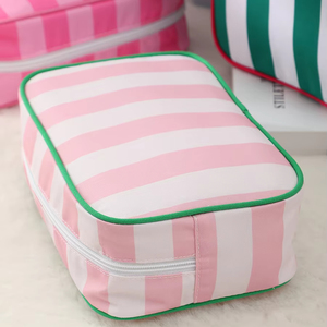 Wholesale Custom Logo Tassel Embroidery 300D Lightweight <strong>Makeup</strong> Bag <strong>Travel</strong> Toiletry Striped Cosmetic Bag <strong>Case</strong> - Product Image 5