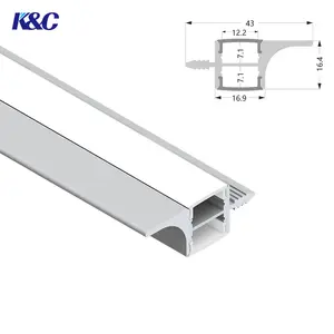 New Design K61 For Office Dining Table Up And Down Led Light Strip Alu Housing Channel Extrusion Recessed Aluminum Led Profile