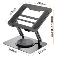 Support d'ordinateur portable rotatif à 360 degrés avec rotation à 180 degrés °   Support de bureau ergonomique réglable en hauteur et inclinable, en acier et ABS, 36-163 mm