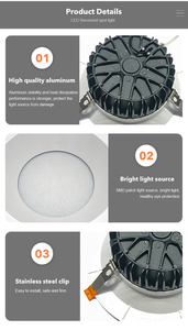 Downlight LED 30W encastré en aluminium, taille découpée 250-280mm, directement de l'usine, pour l'éclairage de projets de centres commerciaux et de restaurants - Product Image 6