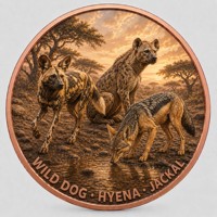 Pièce de monnaie en cuivre pur 999 de 5 oz, couleur cuivre, en relief, série animaux de la savane africaine, édition UV préférée