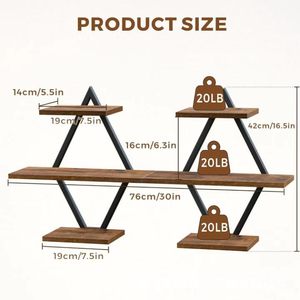 Diamond Shaped Wooden Wall <b>Shelf</b> Nordic Style Multi Functional Display <b>Rack</b> For Home Storage Organization - Product Image 4
