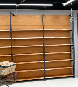 Étagères <span class=keywords><strong>de</strong></span> supermarché <span class=keywords><strong>de</strong></span> haute qualité, style grain <span class=keywords><strong>de</strong></span> bois, à quatre poteaux, double face, pour présentation en magasin <span class=keywords><strong>de</strong></span> détail - Product Image 4