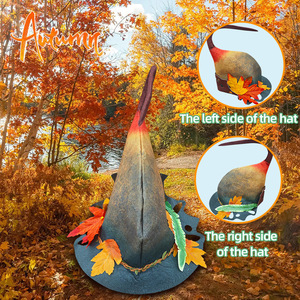 Chapeau de sorcier en feutre Luling Yaoyao Feuille d'érable L (58-60cm) – Accessoire de costume pour fête d'Halloween, chapeau d'automne - Product Image 1