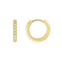 Boucles d'oreilles créoles en argent sterling 925 avec moissanite taille brillant rond pour femme, demi-éternité, style Huggie, avec diamants en moissanite