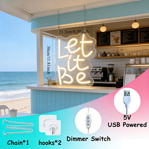 Letrero LED de Neón con la Frase "Let It Be" de Neonawall para Fanáticos de la Música, Luz de Neón Cálida Blanca en Letras Cursivas para Decoración del Hogar y Dormitorio - Product Image 2