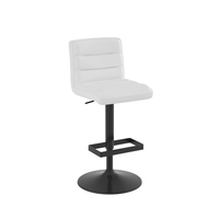 Tabouret de bar en cuir blanc réglable de qualité supérieure avec base noire, chaise de bar pivotante moderne et élégante pour îlot de cuisine