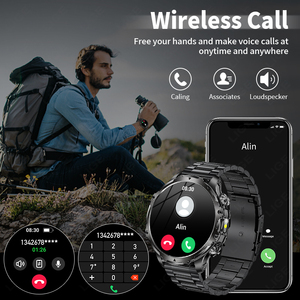 Montre connectée robuste BWAK75 (2 bracelets) de 1,9 pouce pour hommes avec lampe torche, fonction d'appel, étanche, tracker d'activité physique, compatible iOS et Android - Product Image 2