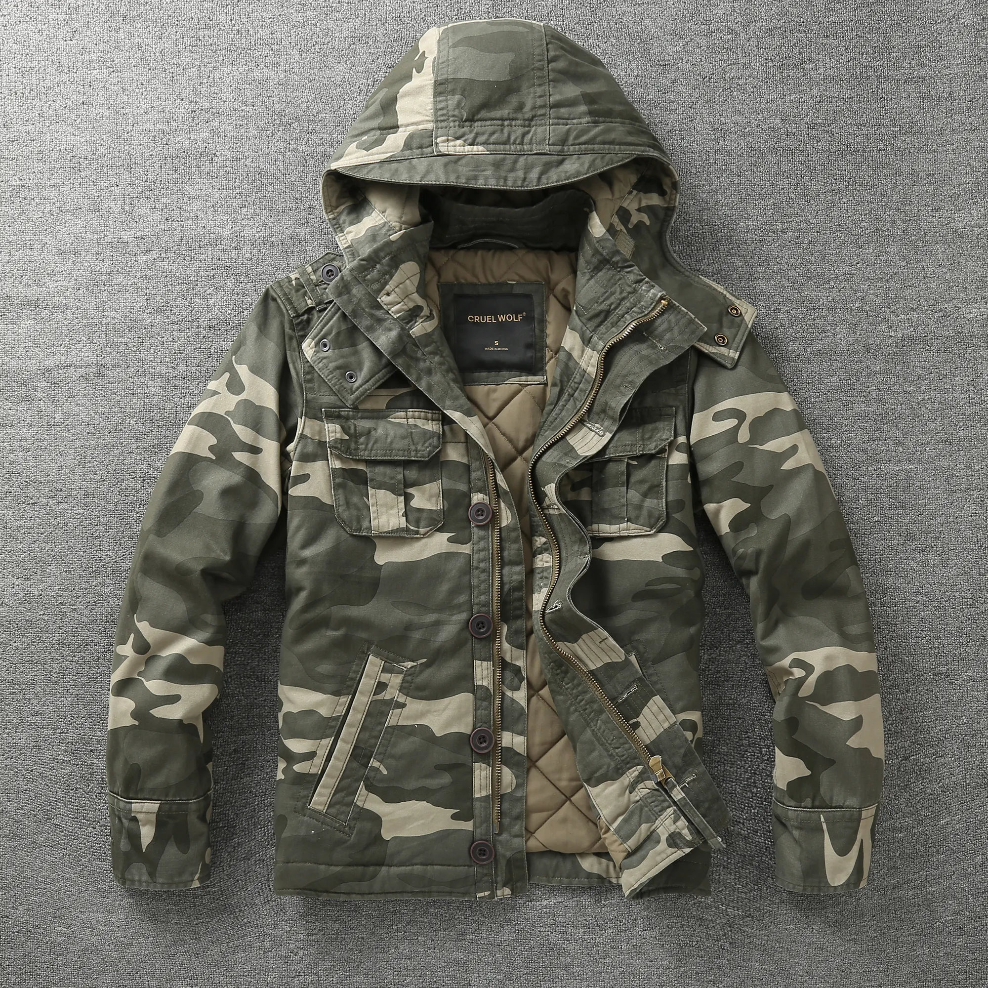 Casacos jaqueta blusão estilo casual moda inverno camuflagem caça roupas casacos algodão zip up casacos