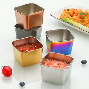 Lüks altın gümüş dikdörtgen kore servis kasesi özel restoran için 304 paslanmaz çelik gıda Metal plaka - Product Image 6