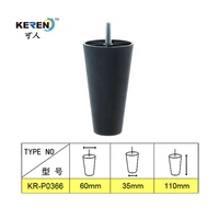 Pieds de meuble en plastique PP conique de 4.33 pouces