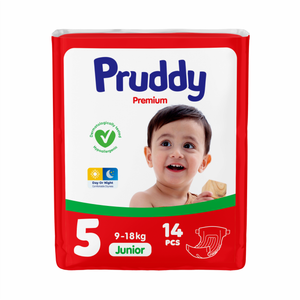 Pañales para Bebé Pruddi XXL Talla 5 Mini Paquete de 14 Pañales de Entrenamiento Biodegradables Ecológicos de Cuidado Suave Alta Absorción Venta al por Mayor - Product Image 1