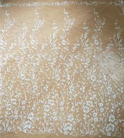 Tissu en dentelle brodée à sequins 3D pour robe de mariée, accessoires de bricolage