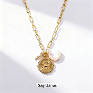 Alta calidad doce signos del zodiaco Retro Vintage runas Luna Nueva ópalo colgante collar sin decoloración Girasol ópalo joyería Collar - Product Image 3