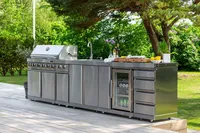 Vermonhouzz Ensemble de cuisine modulaire en acier inoxydable avec barbecue intégré et évier