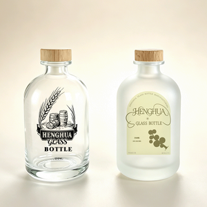 Bouteille en verre dépoli transparent nordique de 100 ml, 250 ml, 375 ml, 500 ml avec bouchon en liège, vide, pour <span class=keywords><strong>spiritueux</strong></span>, liqueur, gin, café infusé à froid, jus - Product Image 2