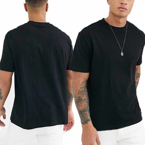 Camisetas al por mayor de alta calidad, estilo boxy, extragrandes, lisas, personalizables, de lujo, 100% algodón, color negro. - Product Image 1