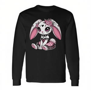 T-shirt gothique à manches longues avec corset en dentelle et roses - Product Image 2