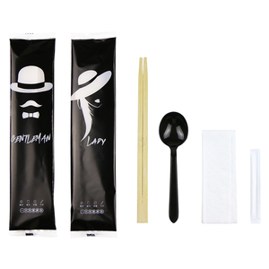 Custom disposable utensils pack with chopstick plastic cutlery chopsticks napkins sets