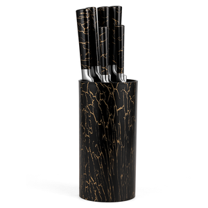 Juego de Cubiertos Estilo Mármol Más Vendido, 5 Piezas, Acero Inoxidable 3Cr13, <span class=keywords><strong>Cuchillos</strong></span> <span class=keywords><strong>Profesionales</strong></span> Esenciales con Elegante Revestimiento de Mármol Negro - Product Image 3
