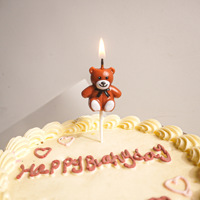 Bougie d'anniversaire en forme d'ours en peluche brun 3D, décoration de gâteau en forme d'animal mignon pour la fête d'anniversaire des enfants