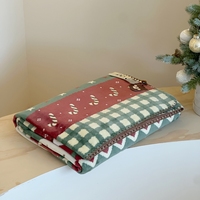 Couverture de Noël en gros, couverture double face en velours de lait et sherpa, motif sapin de Noël, douce et chaude, décoration intérieure pour lit