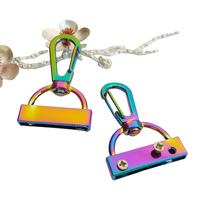 Mousqueton en métal, couleur arc-en-ciel, pièces, boucle de corde fixe, fermoir de ceinture en chaîne pour animal de compagnie
