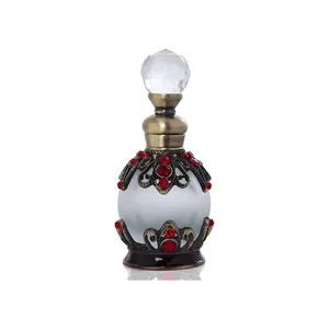 Stock hot sale luxury gold grey round attar perfume 15ml 20ml 25ml glass bottle tassel with glass stick