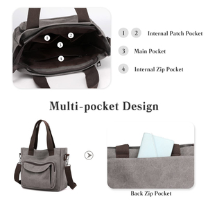 <b>Canvas</b> Tote Bag for Women Men Large Capacity Crossbody Shoulder <b>Handbag</b> Top Handle Satchel - Product Image 4
